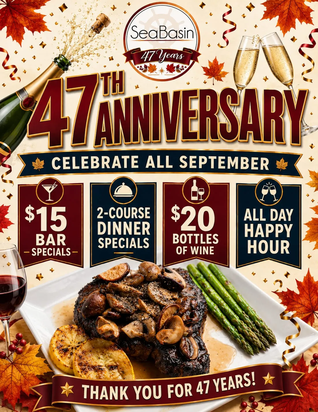 Sea Basin 47th Anniversary — celebrate all September