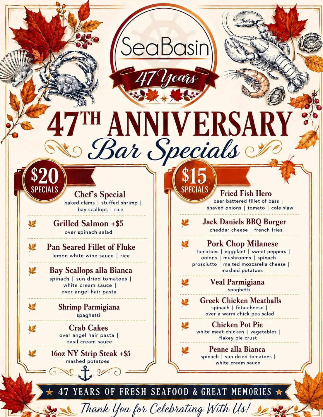 Sea Basin 47th Anniversary — celebrate all September